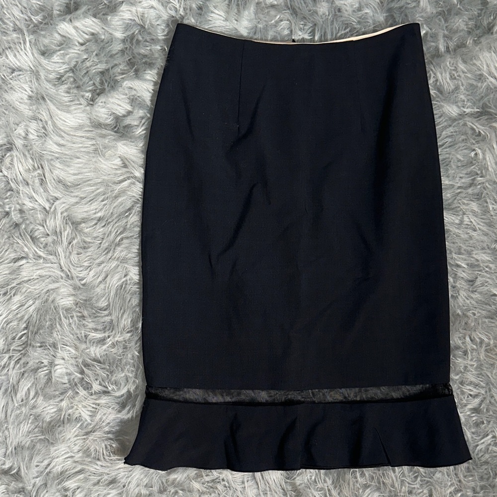 Rebecca Taylor Black Pencil Skirt with Lace Trim